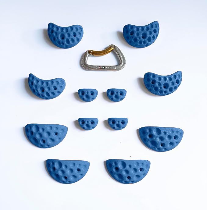 Moon Rock Climbing Holds Kids Swing Set Easy to Grab Rock Climbing Holds for Swing Sets and Home Climbing Walls. Positive in Cut Jugs. (Blue)