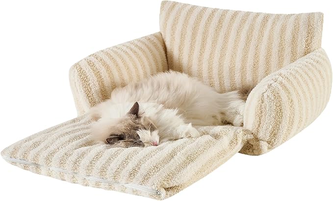 Hollypet Cat Bed Small Dog Orthopedic Couch Beds for Pets up to 20 lbs | Fluffy Multifunctional Double-Layer Warming Kitten Pet Couch Orthopedic Beds with Machine Washable Cover and Non-Slip Bottom