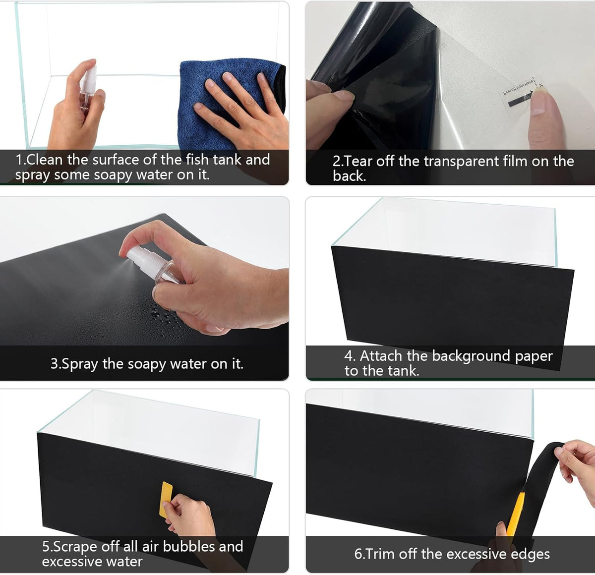 Aquarium Background Paper Decor Fish Tank Backdrop Wallpaper Electrostatic Adhesive, No Glue, Easy to Install, Reusable (23.6“H×78.7”L, Black)