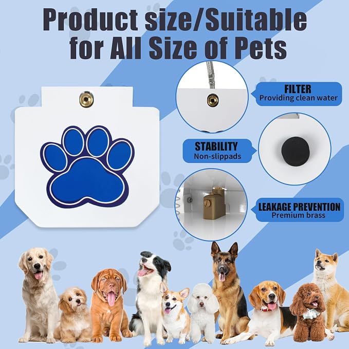 Dog Water Fountain Step On, Outdoor Dog Water Sprinkler for Large Dogs, with Upgrade Copper Valve Set & Stainless Steel Hose, Easy to Use, Fresh Water to Drink