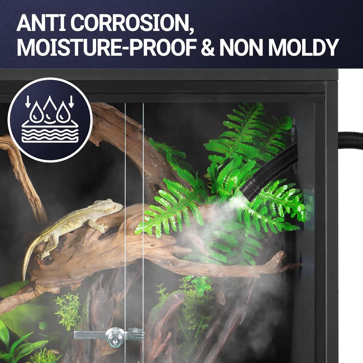 REPTI ZOO 20 Gallon PVC Reptile Terrarium, 24x18x12 inch Reptile Tank for Crested Gecko Leopard Gecko Snake Turtle Hermit Crab, Thermal Insulation Moisturizing