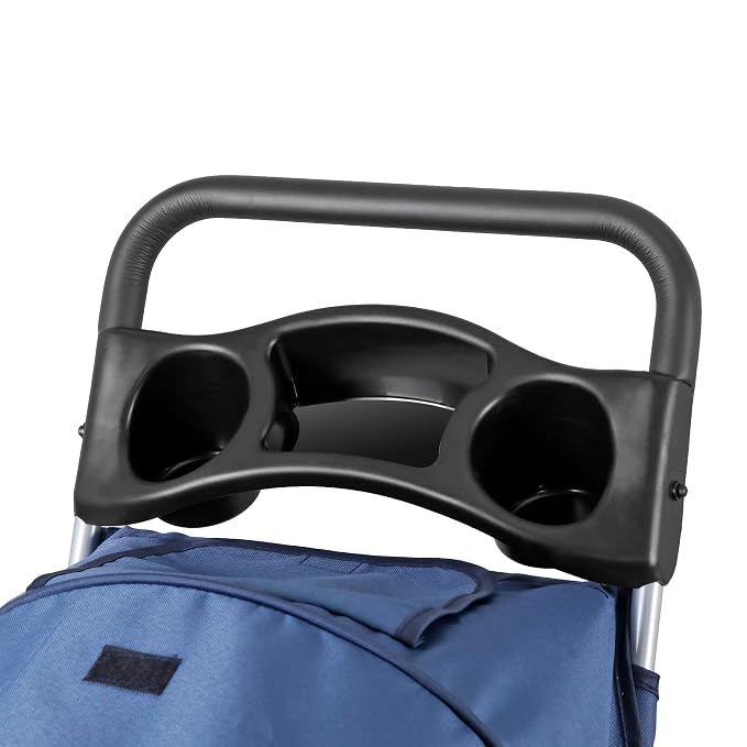 Pet Stroller for Medium Small Dogs - Easy to Walk Folding Travel Carrier Strolling Cart with Cup Holder, Weather Cover and Storage Basket (Navy Blue)