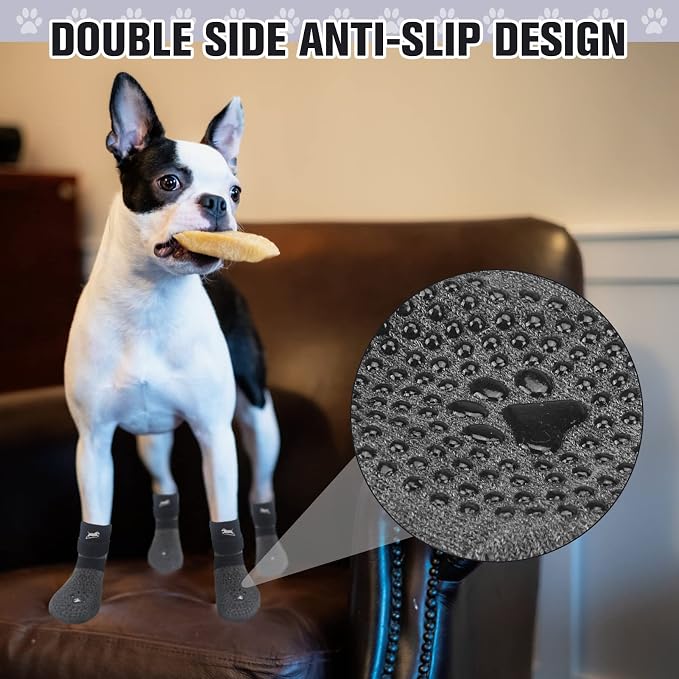EXPAWLORER Anti Slip Dog Socks to Prevent Licking Paws,Winter Dog Boots & Paw Protectors,Dog Booties for Hardwood Floors with Grippers,Dog Shoes for Hot/Cold Pavement Small Medium Large Senior Dog