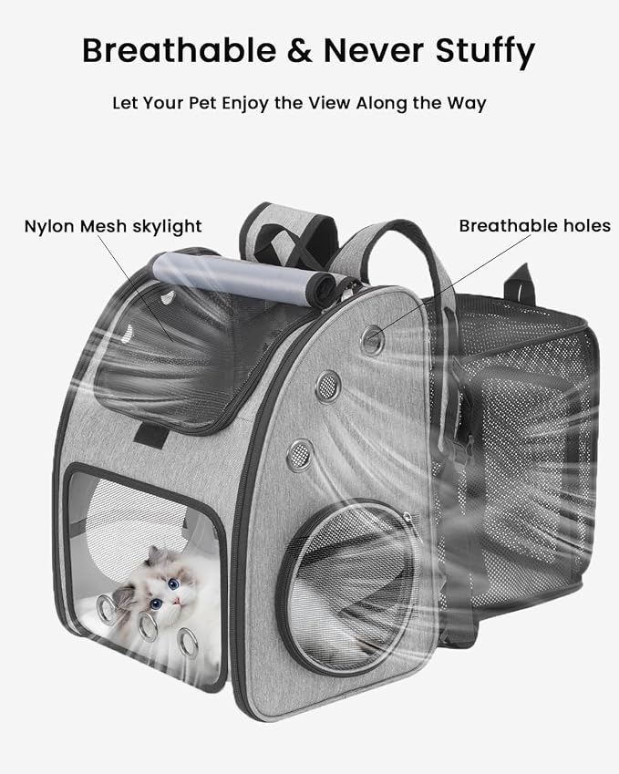 Expandable Cat Backpack Carrier for Small Cats/Dogs Airline Approved | Pet Carrier Backpack with Large Space/Breathable Mesh/Anti-Collapse,for Travel/ Hiking/Camping/Vet, Up to 18 lbs