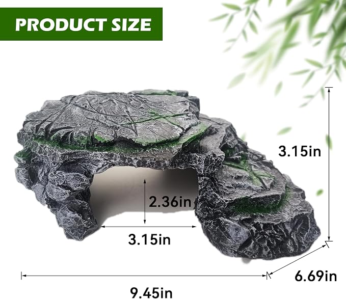 kathson Turtle Basking Platform,Resin Bearded Dragon Basking Platform Reptile Habitat Cave Climbing Ramp Turtle Tank Decoration for Leopard,Geckos,Lizards,Turtles,Snakes,Frogs,Newts