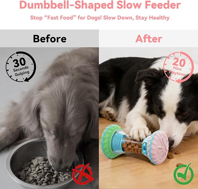 MateeyLife Interactive Dog Puzzle Toy, Adjustable Treat Dispensing Slow Feeder for IQ Training, Silent Quiet Roller for Small Medium Dogs, Boredom Relief Enrichment DogToys to Keep Them Busy