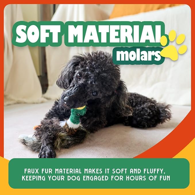 ALL FOR PAWS Duck Squeaky Doy Toy, Duck Dog Toy for Medium Large Breed, Puppy Fetch Toy with Squeaker, Plush Chew Dog Toy, 18 x 9.1 x 3.9 inches, Classic - Mallard L