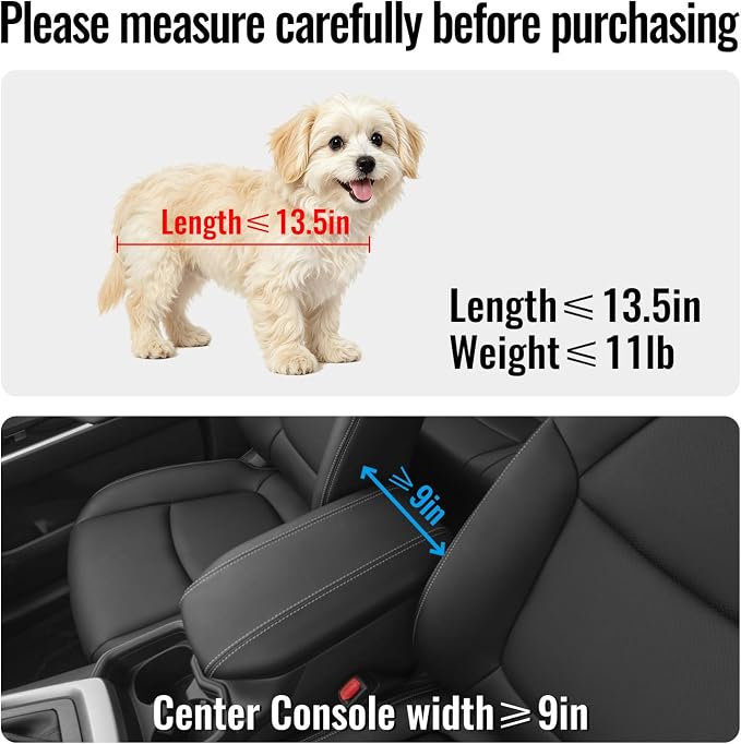MAXFUT Center Console Dog Car Seat for Small Dogs,for Car/SUV/Small Truck | Equipped with Soft Pillow,Double Fixation,Pet Booster with Safety Belt,Puppy Car Seat for Small Dogs 0-11 lbs