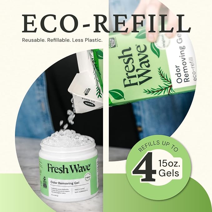 Fresh Wave Odor Removing Gel, 15 oz. - Odor Absorbers for Home, Safer Odor Relief, Natural Plant-Based Odor Eliminator, Every 15 oz. lasts 30-60 Days, For Cooking, Trash & Pets