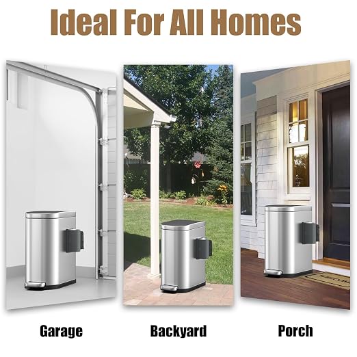 Dog Poop Trash Can Outside with Odor Control Lid & Step Pedal, 3.2Gal Stainless Steel Outdoor Trash Can, Waterproof Dog Waste Container Station - Includes Carbon Filters & Paw Stickers