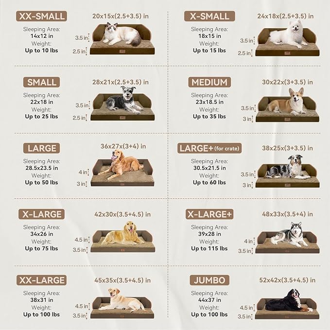 Orthopedic Waterproof Dog Bed with Bolster for Extra Large Size Dogs | Pillow Support for Neck Relief, Egg Crate Foam, Waterproof Liner, Anti-Slip Bottom, Removable Bolster Cover, 48 x 33 Inch