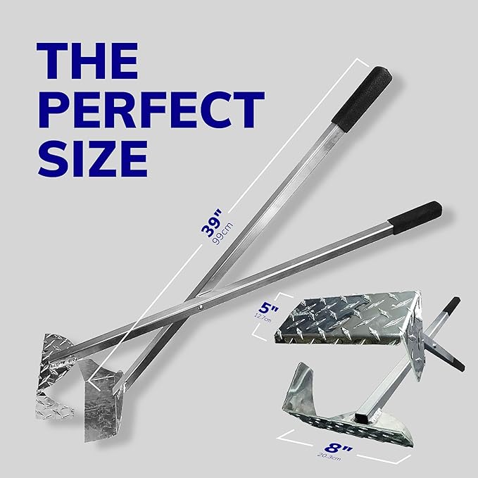 ActiveDogs Dog Pooper Scooper, Heavy Duty Flat Aluminum Dog Scoop | With Flat Aluminum Rake For Fast Cleanup On Concrete, Asphalt And Hard Surfaces