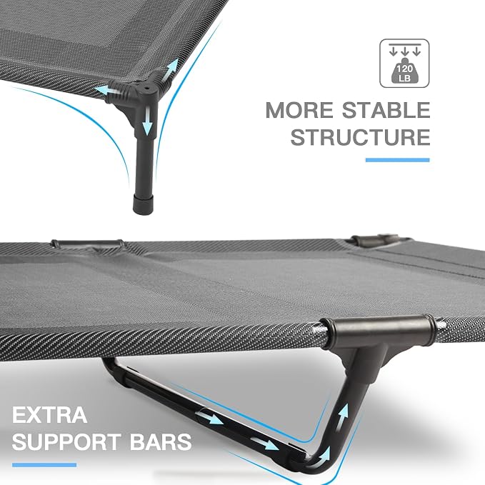 Elevated Dog Bed Waterproof Outdoor, Portable Raised Dogs Beds, Dogs Beds Off the Floor, Dog Bed Easy Clean Indoor or Outdoor Use, Large, Grey