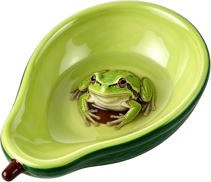 JSLZF Tree Frog Habitat Frog Water Bowl Dish Bathtub Tank Accessories Terrarium Decor Ceramic Aquarium Decoration Sturdy and Not Easy to Knock Over