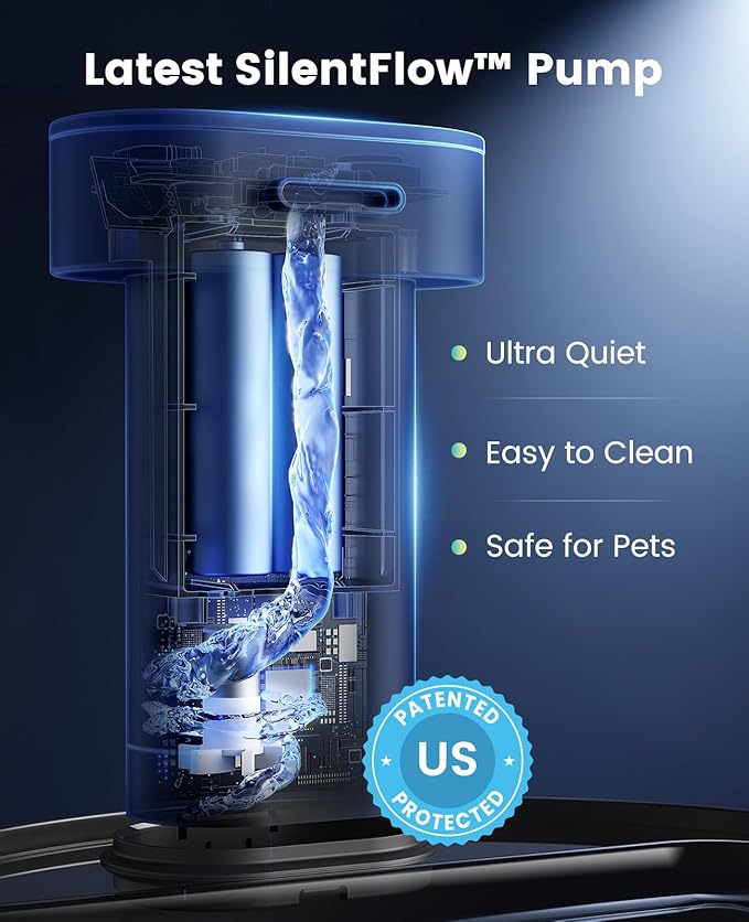oneisall Cat Water Fountain Wireless: Stainless Steel 3.2L/108oz Cordless Pet Water Fountain, Ultra Quiet SilentFlow™ Pump, Battery Operated Automatic Water Dispenser for Cats Indoor, Motion Sensor