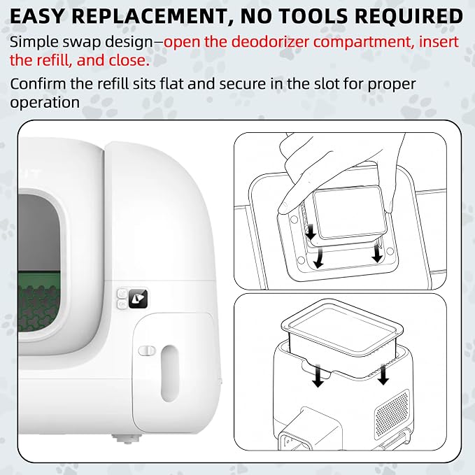 N60 Odor Eliminator Refills Compatible with PET-KIT Purobot Ultra & Purobot Max Pro Cat Litter Deodorizer for Self Cleaning Litter Box, N60 Deodorizer Refill Pet Odor Remover, 6 Pack