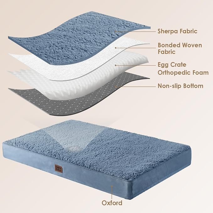 EHEYCIGA Orthopedic Dog Bed Extra Large with Removable Washable Cover, 47IN | Egg Crate Foam Support, Durable Oxford fabric, Non-Slip Bottom, Machine Washable, Soft Waterproof Plush Pet Bed Mat For Crate