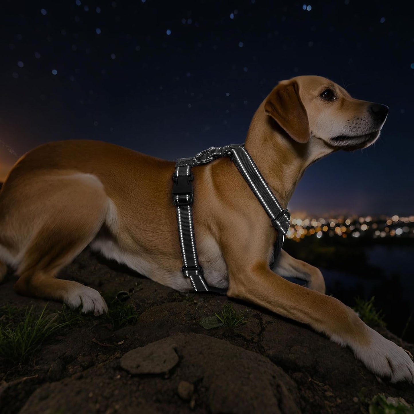 Dog Seat Belt Harness for Car, Dog Car Harness Adjustable Mesh Breathable & Dogs Seatbelt Safety Tether with Elastic Bungee for Small Medium Large Pets(Carbon Black, XL)