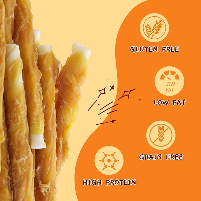 Jungle Calling Dog Treats, Chicken Wrapped Rawhide Sticks for Dogs, Grain-Free Natural Small Dogs Training Treats, Edible Pet Chew Snacks,10.6 oz, About 25 Count
