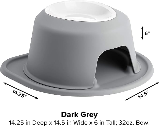 WeatherTech Single High Pet Feeding System w/Plastic Dog/Cat Bowls - 6" High Stand Dark Grey (PSH3206DGDG)