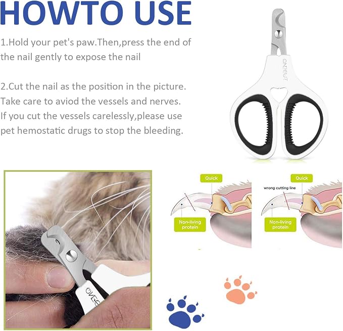 Pet Nail Clippers, Update Version Cat & Kitten Claw Nail Clippers for Trimming, Professional Pet Nail Clippers Best for a Cat, Puppy,Rabbit, Kitten & Small Dog,Sharp & Safe (Black)