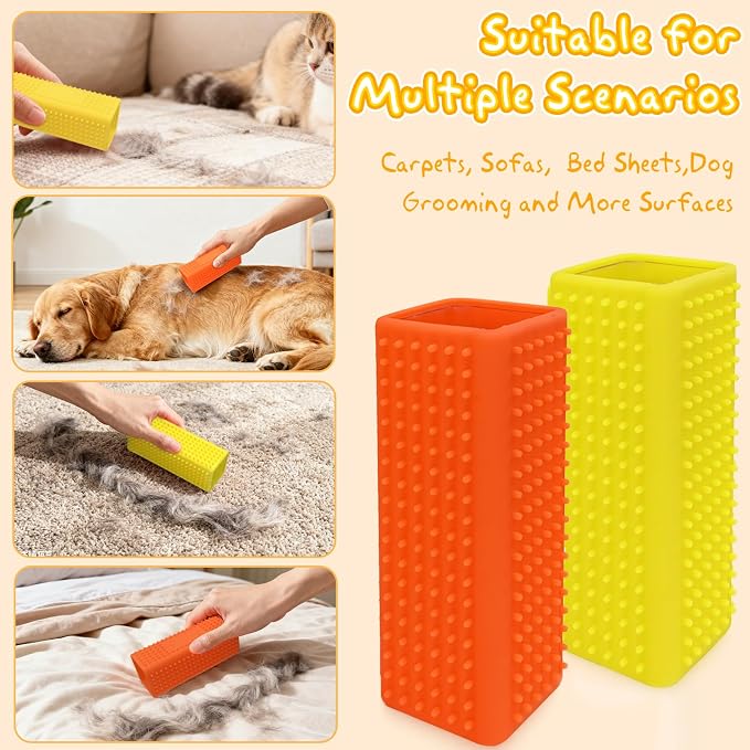 2 Pack Silicone Pet Hair Remover Roller for Furniture, Carpets, Sofas, and Car Interiors