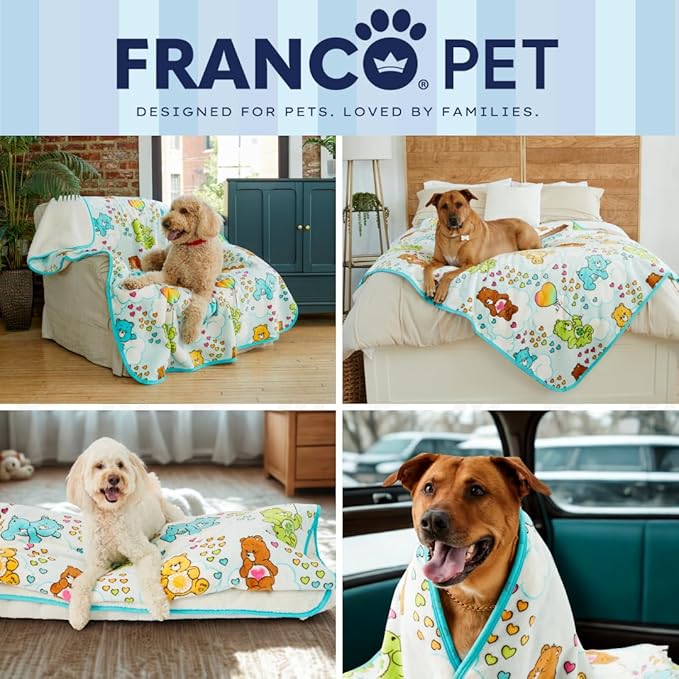 Franco Pet Care Bears Super Soft Cozy Waterproof Sherpa-Backed Blanket Throw for Large Dogs, Couch/Bed/Car, 50x60 (Officially Licensed Product)