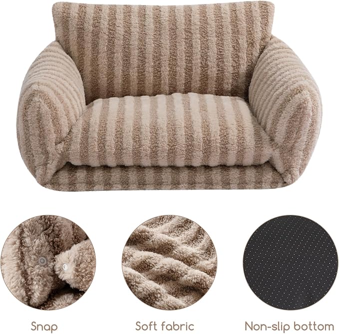 Hollypet Cat Bed Small Dog Orthopedic Couch Beds for Pets up to 20 lbs | Fluffy Multifunctional Double-Layer Warming Kitten Pet Couch Orthopedic Beds with Machine Washable Cover and Non-Slip Bottom