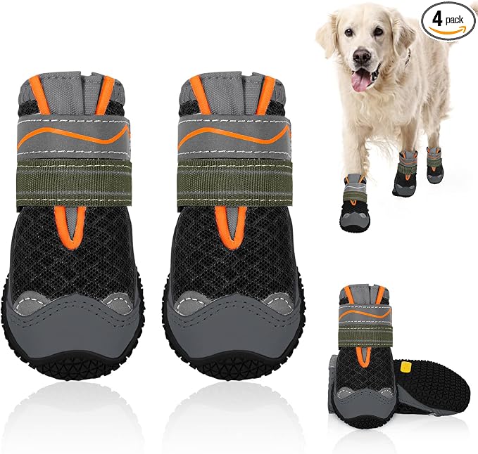 SlowTon Dog Shoes for Large Small Medium Dogs - Breathable Dog Boots for Summer Hot Pavement, Paw Protector for Outdoor Walking Winter Snow, Anti-Slip Rubber Dog Booties for Hardwood Floor (B OR, 5)
