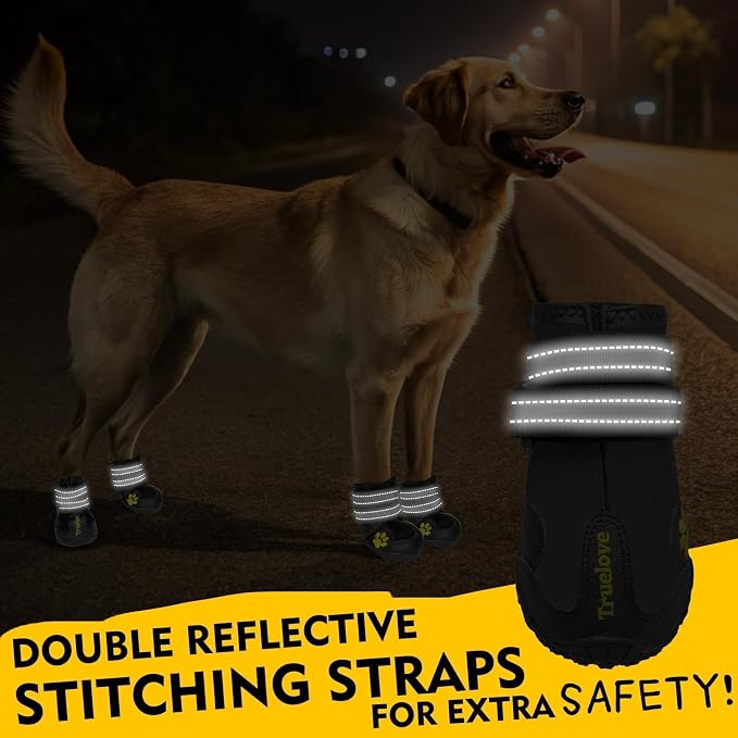 Expawlorer Dog Shoes for Large Dogs, Dog Shoes for Hot Pavement, Hiking Walking, Anti-Slip Rugged Sole,Waterproof Dog Booties for Outdoor Rain Days, All Weather Dog Boots & Paw Protectors (Black)
