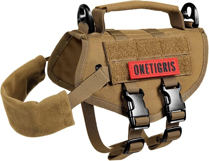 OneTigris Tactical Dog Harness XXS Puppy Vest with Vertical Handle | Tactical XXS puppy harness with vertical handle & fleece padding. Quick-release for easy on/off. Ideal for training & walks.