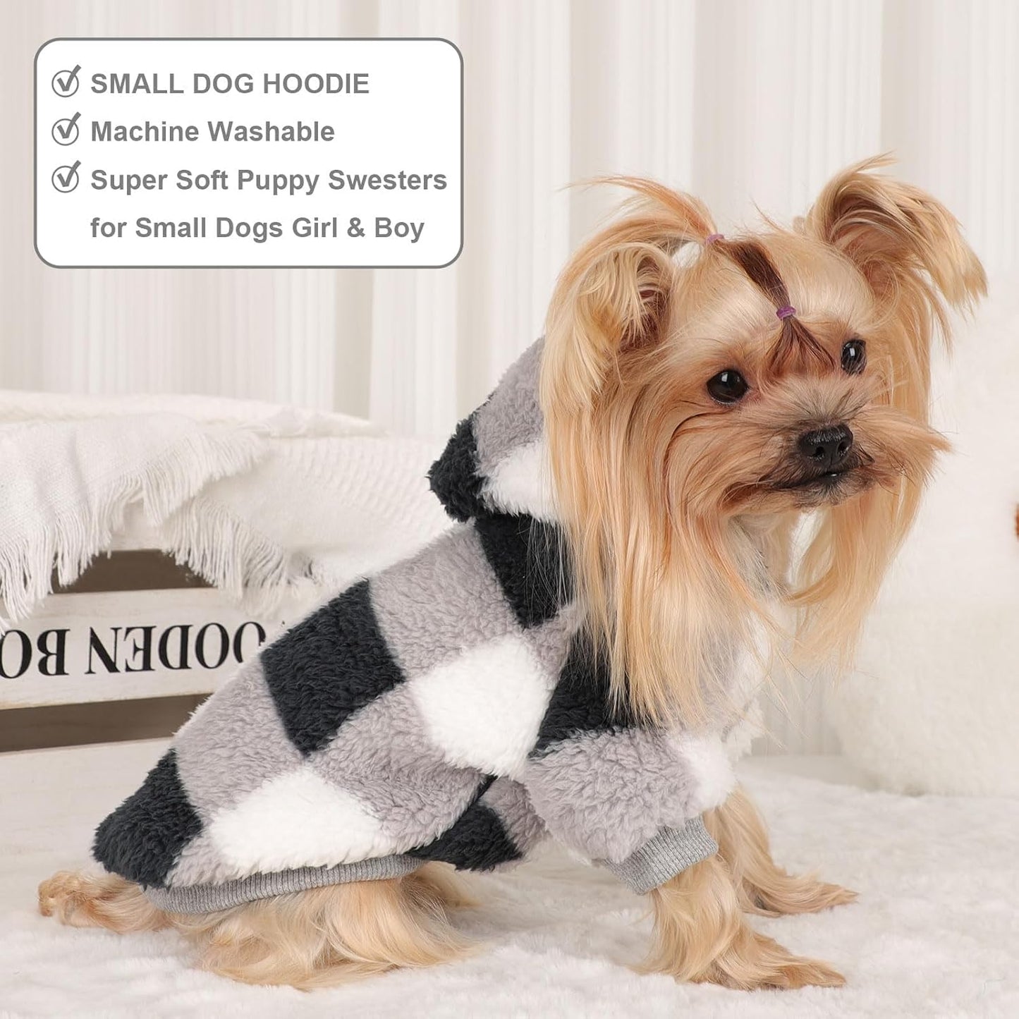 Small Dog Sweater for Dogs Hoodies,Winter Clothes Boy Girl Male Female,Warm Fleece Hoodies Pet Coat Apparel Outfit(Small, Black)