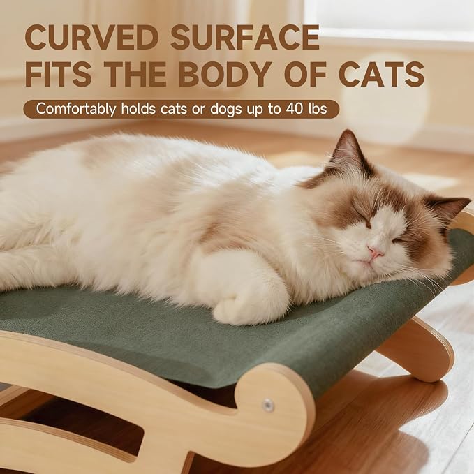 Cat Scratcher Bed for Indoor Cats Hammock for Scratching Pad Cat Chair Natural Scratch Post for Large Cats Scratcher Lounge, Wooden Cat Furniture(Large)