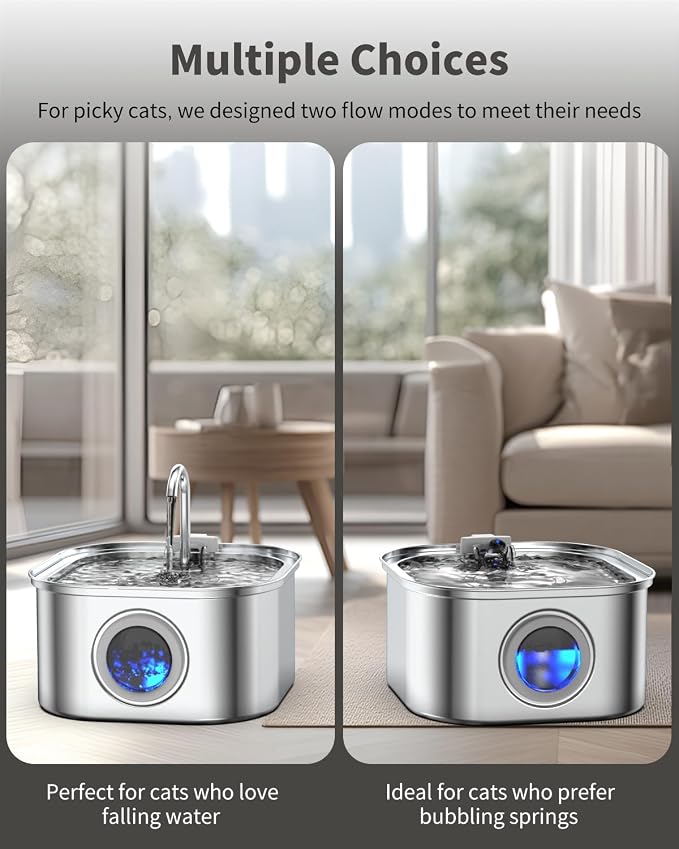 Lawfery Cat Water Fountain Stainless Steel, 108oz/3.2L Automatic Cat Drinking Fountain, Pet Water Dispenser with Quiet Pump, Suitable for Cats, Dogs and Multi-pet households