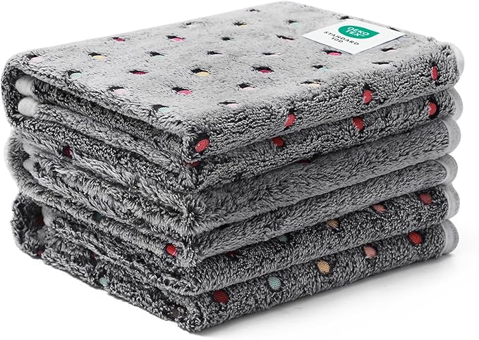 Luciphia 1 Pack 3 Blankets Super Soft Cute Dot Pattern Pet Blanket Flannel Throw for Dog Puppy Cat Small(23x16), Grey