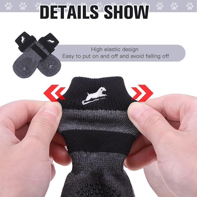 EXPAWLORER Anti Slip Dog Socks to Prevent Licking Paws,Winter Dog Boots & Paw Protectors,Dog Booties for Hardwood Floors with Grippers,Dog Shoes for Hot/Cold Pavement Small Medium Large Senior Dog