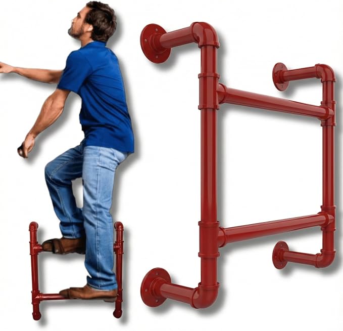 2 Step Wall-Mounted Ladder - Modular System - Assembly Stairs 2-Rung Egress Ladder for Window, Well, Loft, Warehouse, Blanket Rack - Indoor & Outdoor - Certified - Sectional Ladders - Expandable