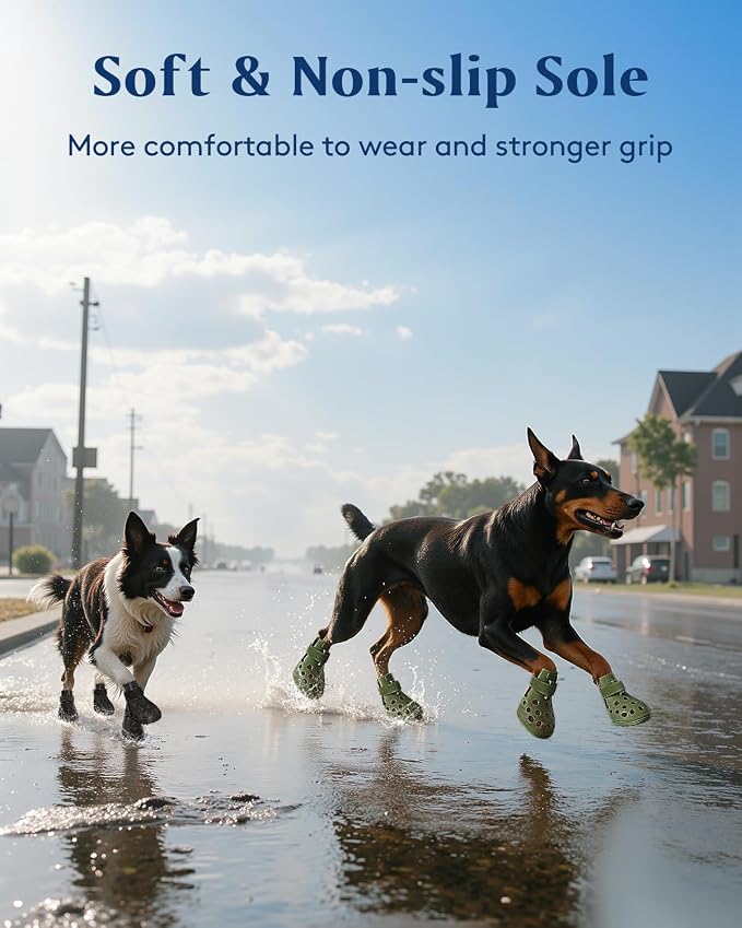 Dog Shoes for Hot Pavement, Breathable Dog Boots Paw Protectors with Adjustable Straps & Non-Slip Sole, Easy On & Off, Waterproof, Easy-Cleaning (Black, XL)