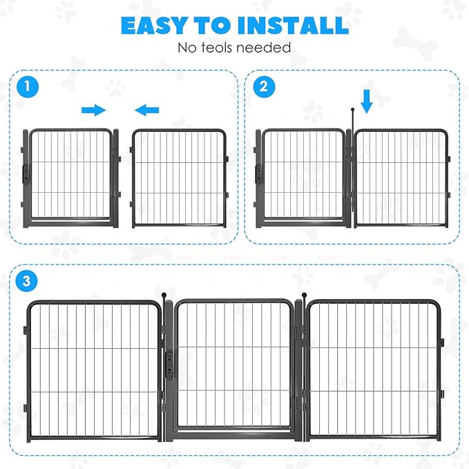 FreePet Dog Playpen for Indoor, Yard, RV Camping, 24 inch 8 Panels for Small and Puppy Dogs, Black│Patented (Black, 24 inch, 8 Panels)