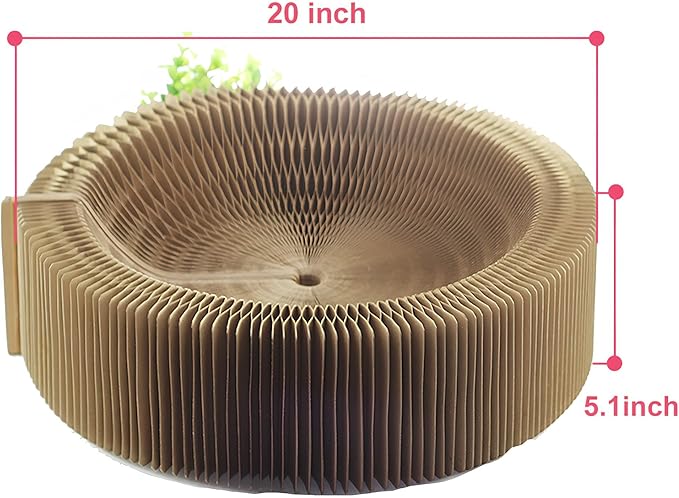 Cat Scratcher Lounge Bed - Collapsible Round Shape for Big Cat, Honeycomb Paper, 20 Inch