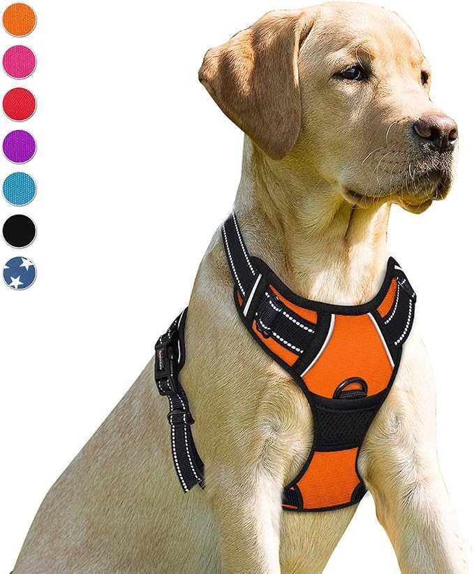 BARKBAY Dog Harness No Pull for Small Sized Dog Front Back Clips,Dog Vest | Soft Padded No Choke With Handle,Easy On&Off,Adjustable Reflective For Walking Training Running(Orange,S)