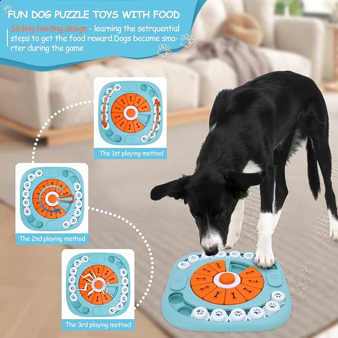 FOXMM Dog Puzzle Toys, Interactive Treat Puzzle Dog Toy for IQ Training & Mental Stimulating, Squeaky Design for Large, Medium, Small Dogs
