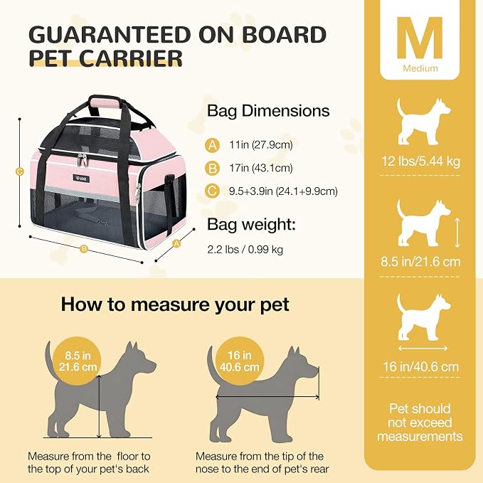 Lekereise Top-Expandable Pet Carrier 17x11x9.5 Inch Alaska Hawaiian Airline Approved Soft Sided Underseat to 12lbs Travel Carriers for Small Dogs and Cats with Locking Safety Zippers Anti-Scratch Mesh