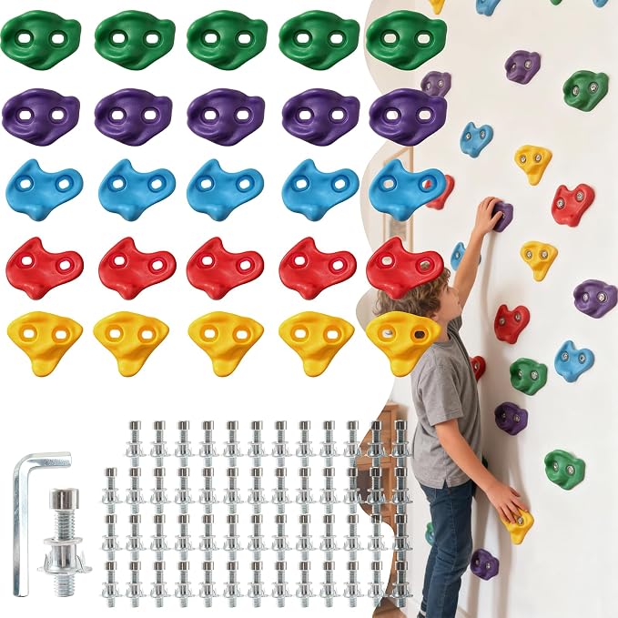 25 PCS Large Rock Climbing Holds for Kids,Adult Rock Wall Holds Large Climbing Rock Wall Grips for Indoor and Outdoor Playground Play Set with Hardware