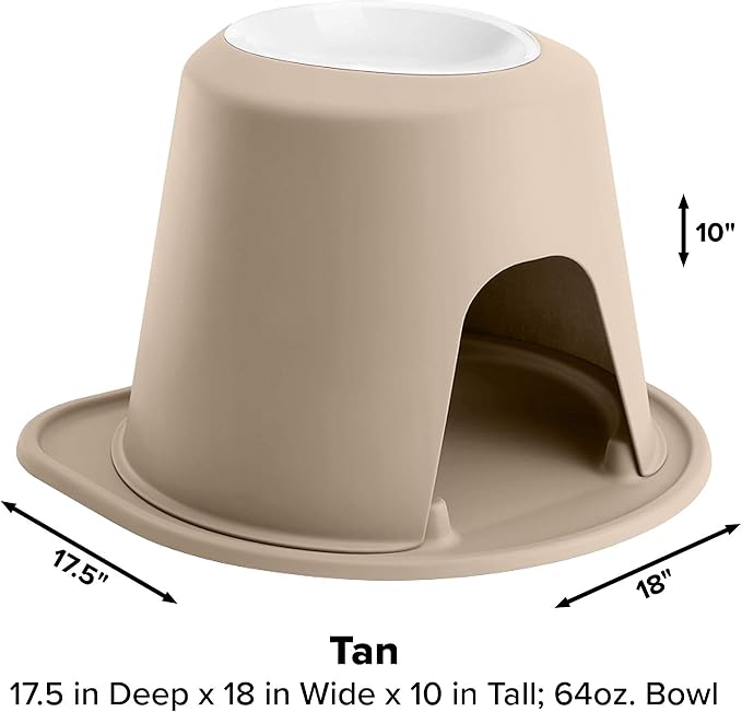 WeatherTech Single High Pet Feeding System w/Plastic Dog/Cat Bowls - 10" High Stand Tan (PSH6410TNTN)