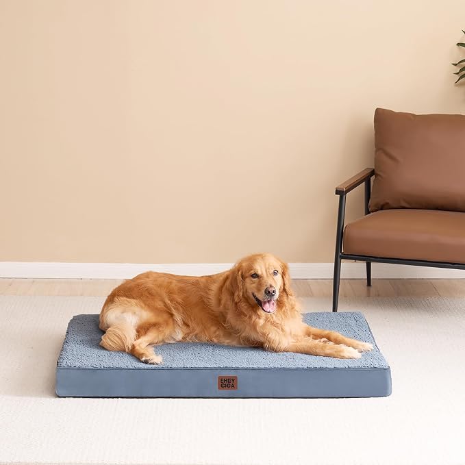 EHEYCIGA Orthopedic Dog Bed Extra Large with Removable Washable Cover, 50IN | Egg Crate Foam Support, Durable Oxford fabric, Non-Slip Bottom, Machine Washable, Soft Waterproof Plush Pet Bed Mat For Crate