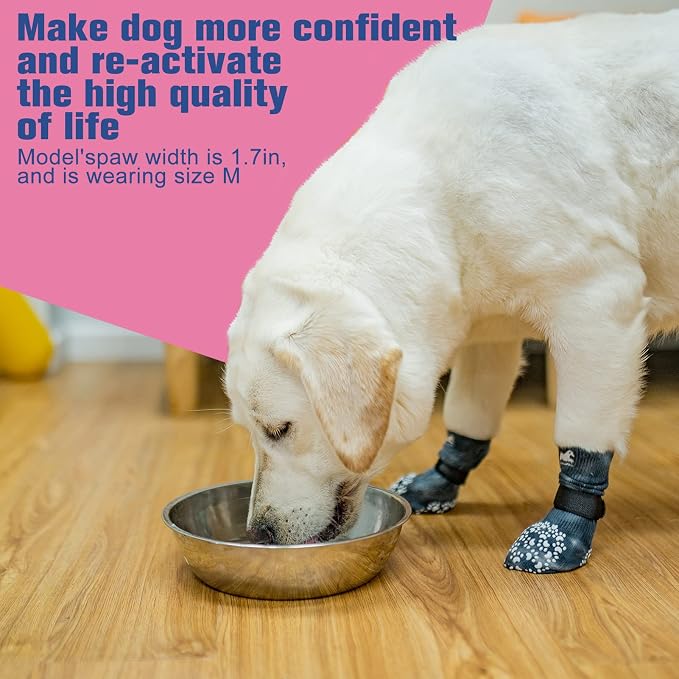 EXPAWLORER Anti Slip Dog Socks to Prevent Licking Paws, Dog Shoes for Hot Pavement, Dog Booties for Small Medium Large Senior Dogs, Traction Control Boots & Paw Protectors for Hardwood Floors