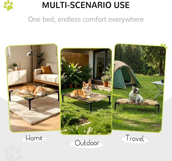 Outdoor Elevated Dog Bed for Medium Dogs, Elephants Breathable Cooling Raised Dog Cot for Indoor/Outdoor, Branches Trees Modern Art Animals Waterproof Elevated Pet Beds, M 24 x 20 in