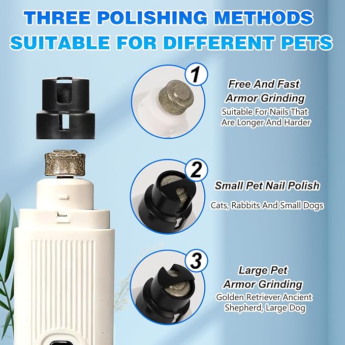 Cat Nail,2-Speed Electric Pet Nail Grinder, Safe Cut Cat Nail Trimmer Rechargeable Dog Nail Clippers with Light, Cat Nail Claw Clippers,Low-Vibration Ultra-Quiet for All Cats ＆Dogs (White)