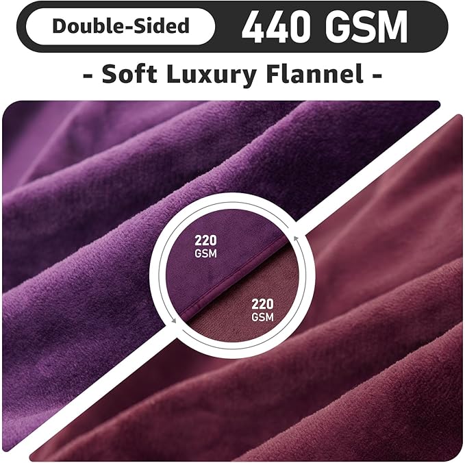 LOOBANI Waterproof Blanket for Twin Bed, Purple Throw Blanket 60" x 80" | Dog Splash Blankets for Large Dogs, Reversible Spill-Proof Couch Cover for Sofa Protection, Movie Nights, Camping, Noise Free